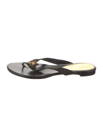Alexander McQueen Skull Leather Flip Flops