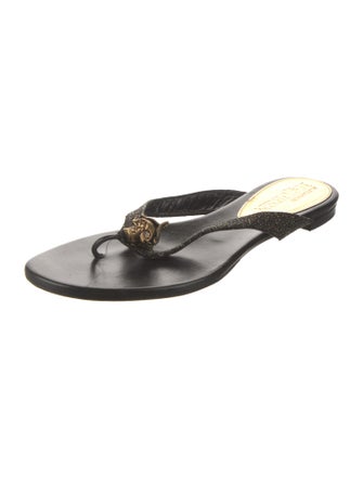 Alexander McQueen Skull Leather Flip Flops