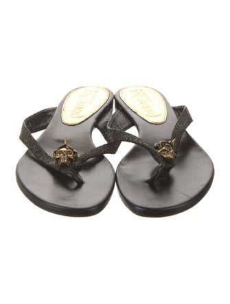 Alexander McQueen Skull Leather Flip Flops