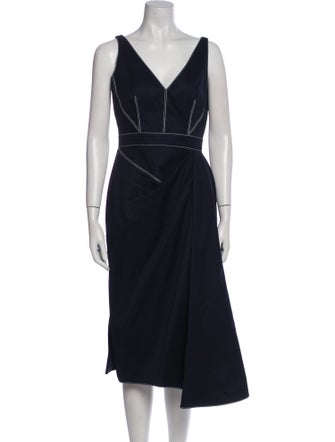 Alexander McQueen V-Neck Midi Length Dress