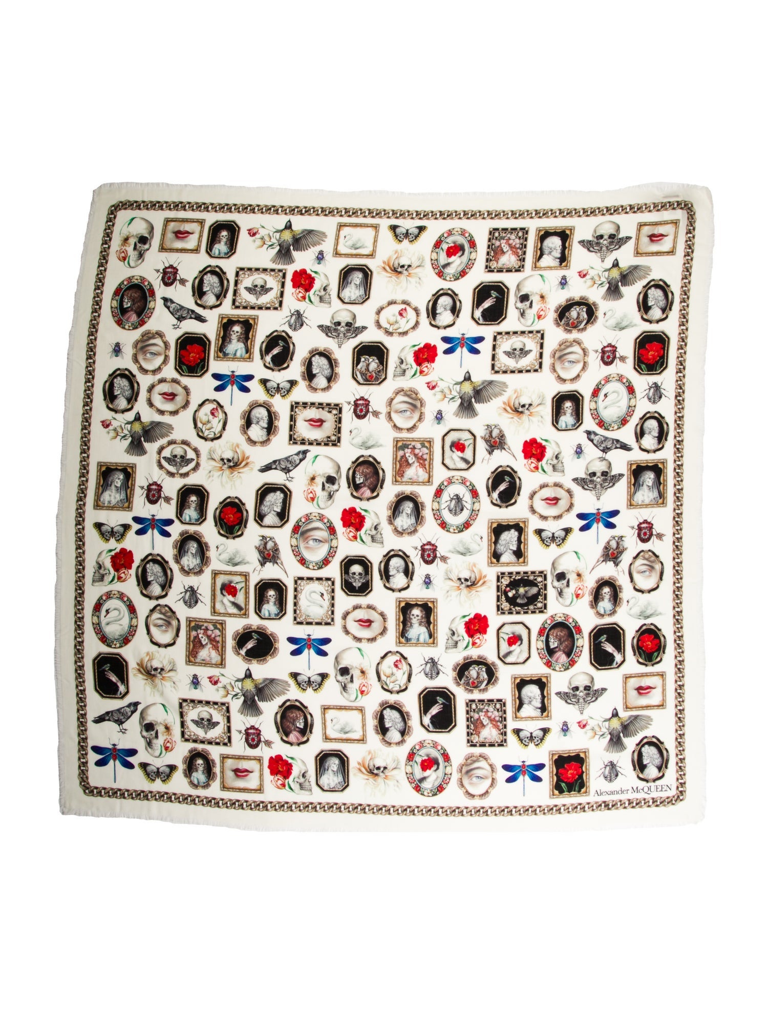 Alexander McQueen Silk Curiosities Shawl Wool Scarf w/ Tags