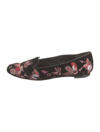 Alexander McQueen Velvet Floral Print Loafers