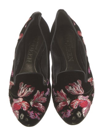 Alexander McQueen Velvet Floral Print Loafers