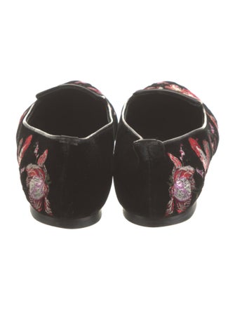 Alexander McQueen Velvet Floral Print Loafers