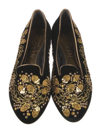 Alexander McQueen Velvet Patterned Loafers