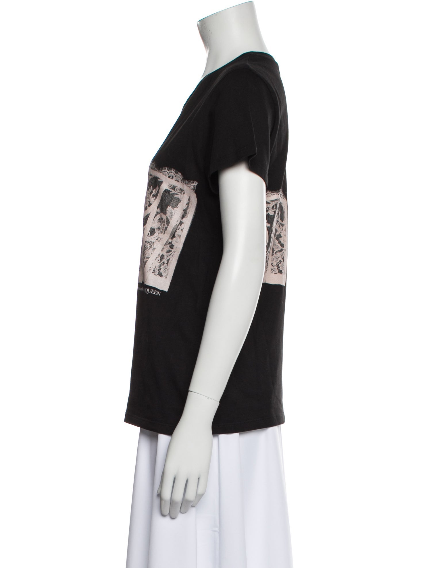 Alexander McQueen Lace Pattern Crew Neck T-Shirt