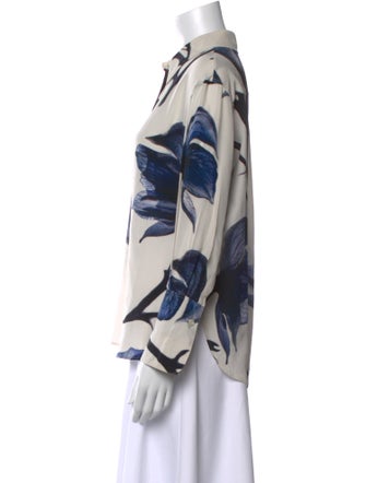 Alexander McQueen Silk Printed Button-Up Top