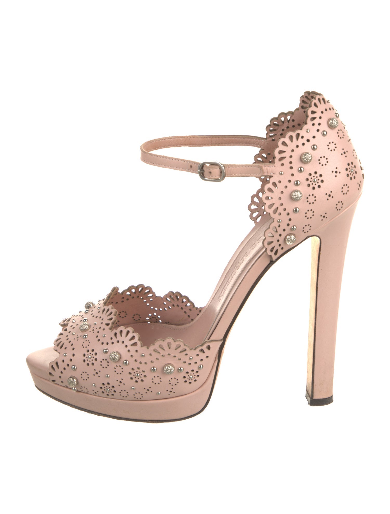 Alexander McQueen Leather Lasercut Accents D'Orsay Pumps
