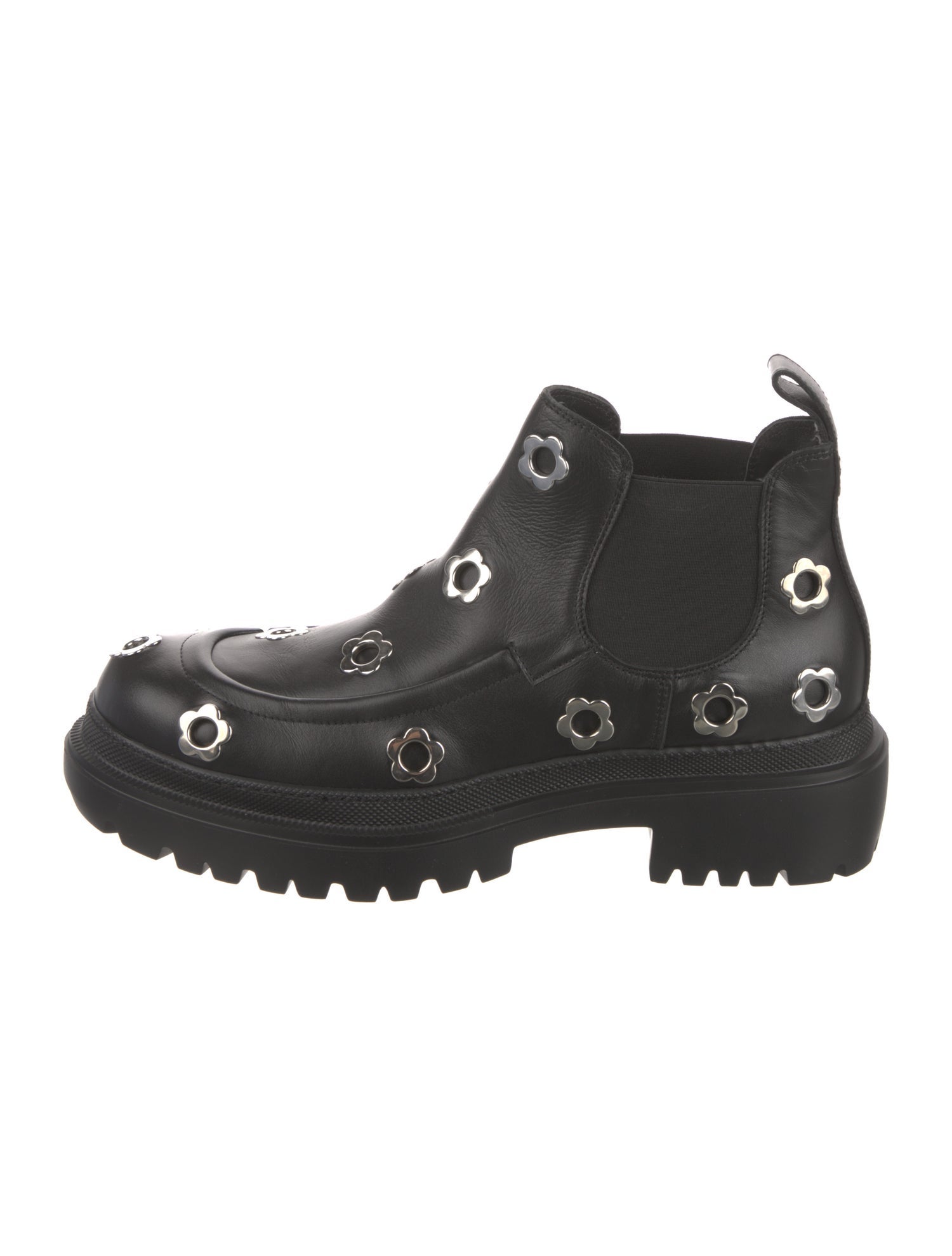 Alexander McQueen Leather Eyelet Trim Chelsea Boots