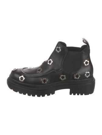 Alexander McQueen Leather Eyelet Trim Chelsea Boots