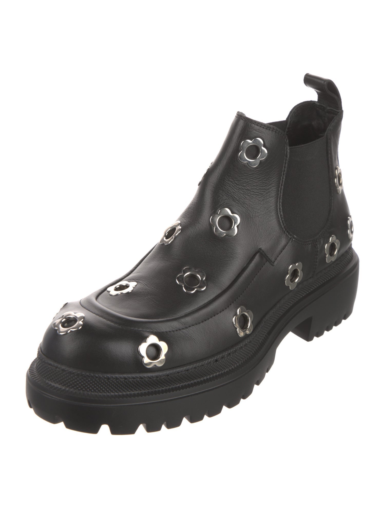 Alexander McQueen Leather Eyelet Trim Chelsea Boots