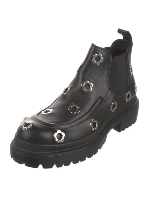 Alexander McQueen Leather Eyelet Trim Chelsea Boots