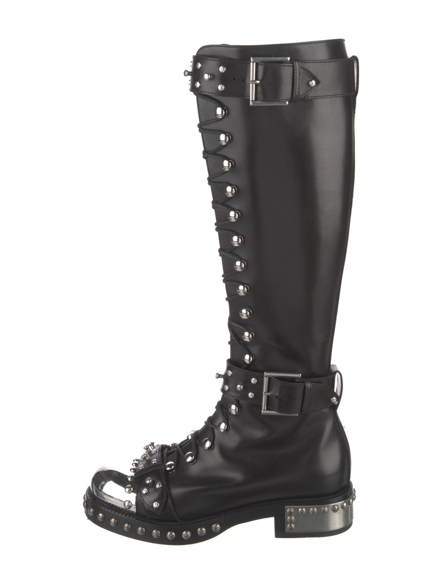 Alexander McQueen Leather Studded Accents Combat Boots