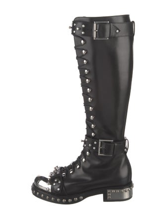 Alexander McQueen Leather Studded Accents Combat Boots