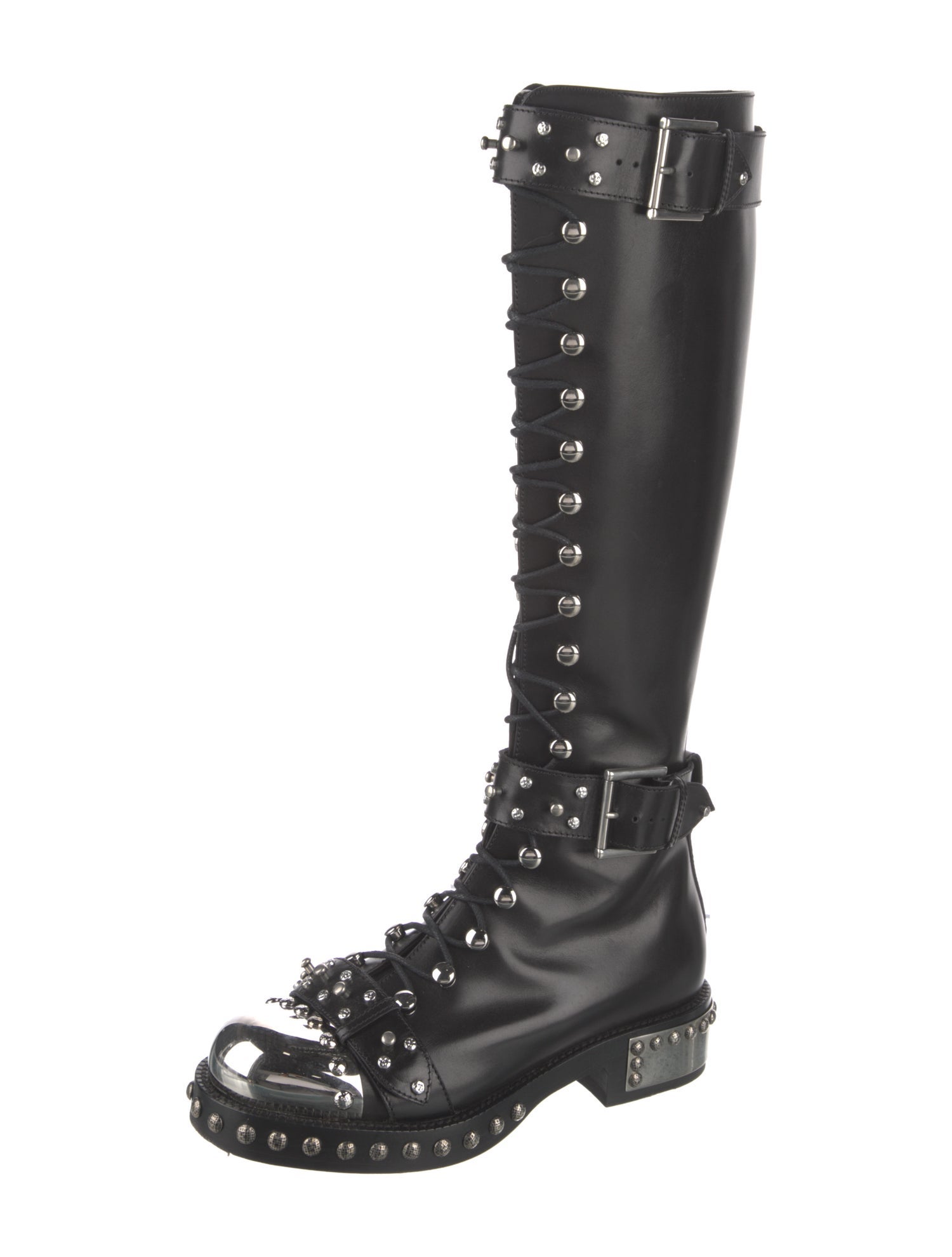 Alexander McQueen Leather Studded Accents Combat Boots