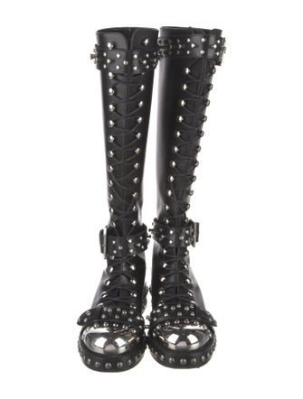Alexander McQueen Leather Studded Accents Combat Boots