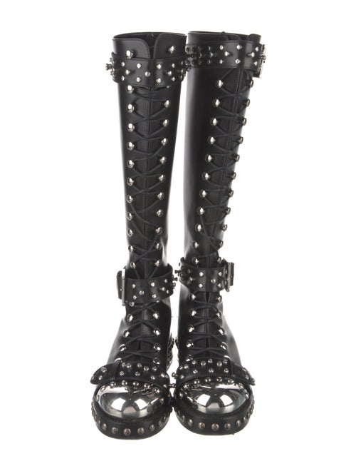 Alexander McQueen Leather Studded Accents Combat Boots