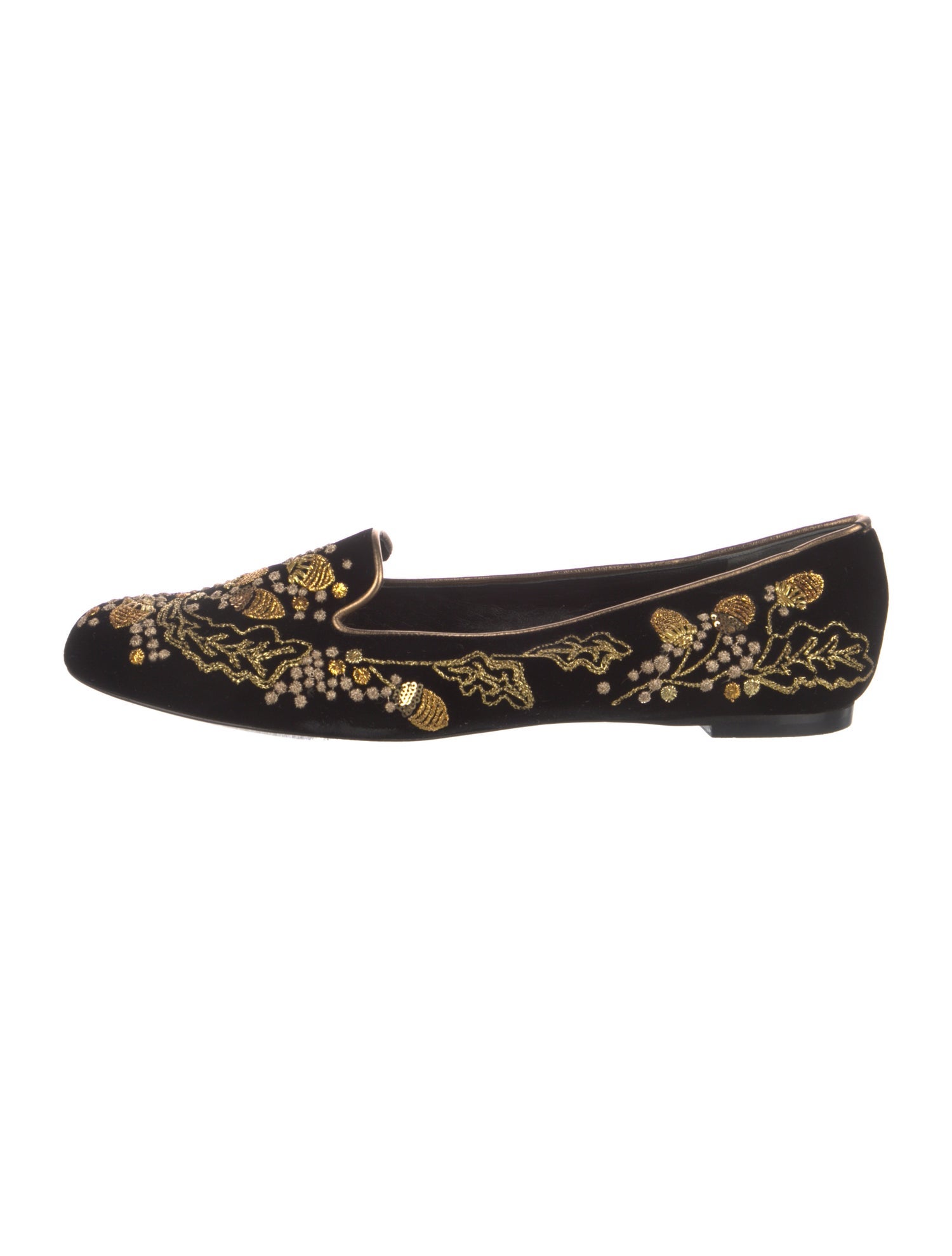 Alexander McQueen Velvet Floral Print Loafers