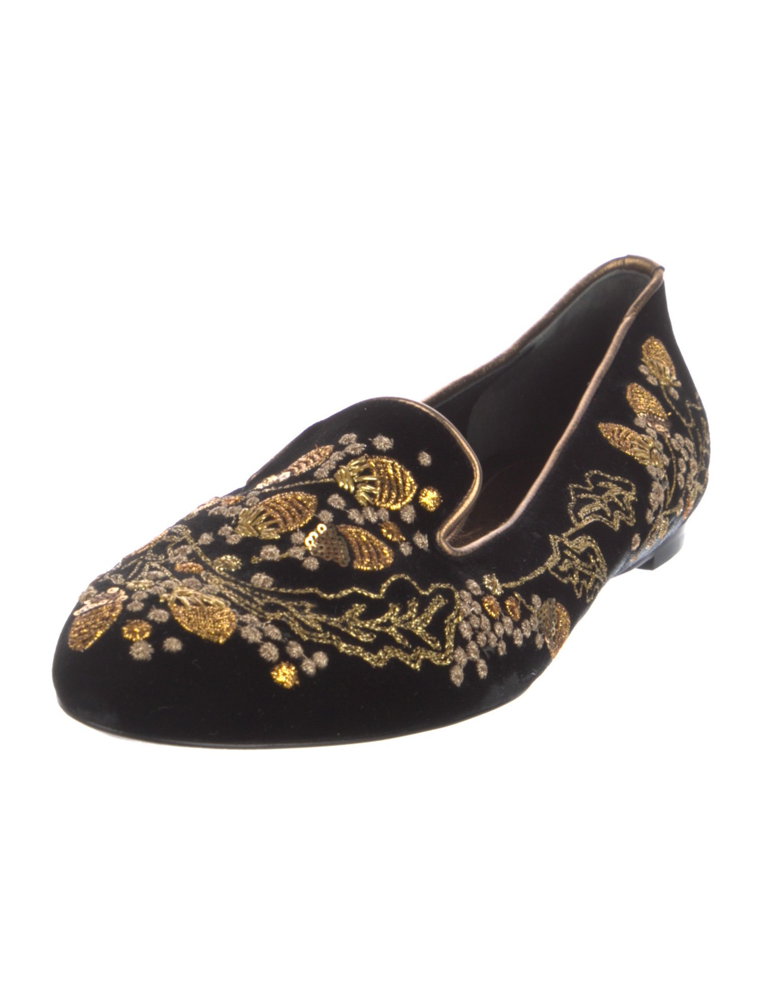 Alexander McQueen Velvet Floral Print Loafers