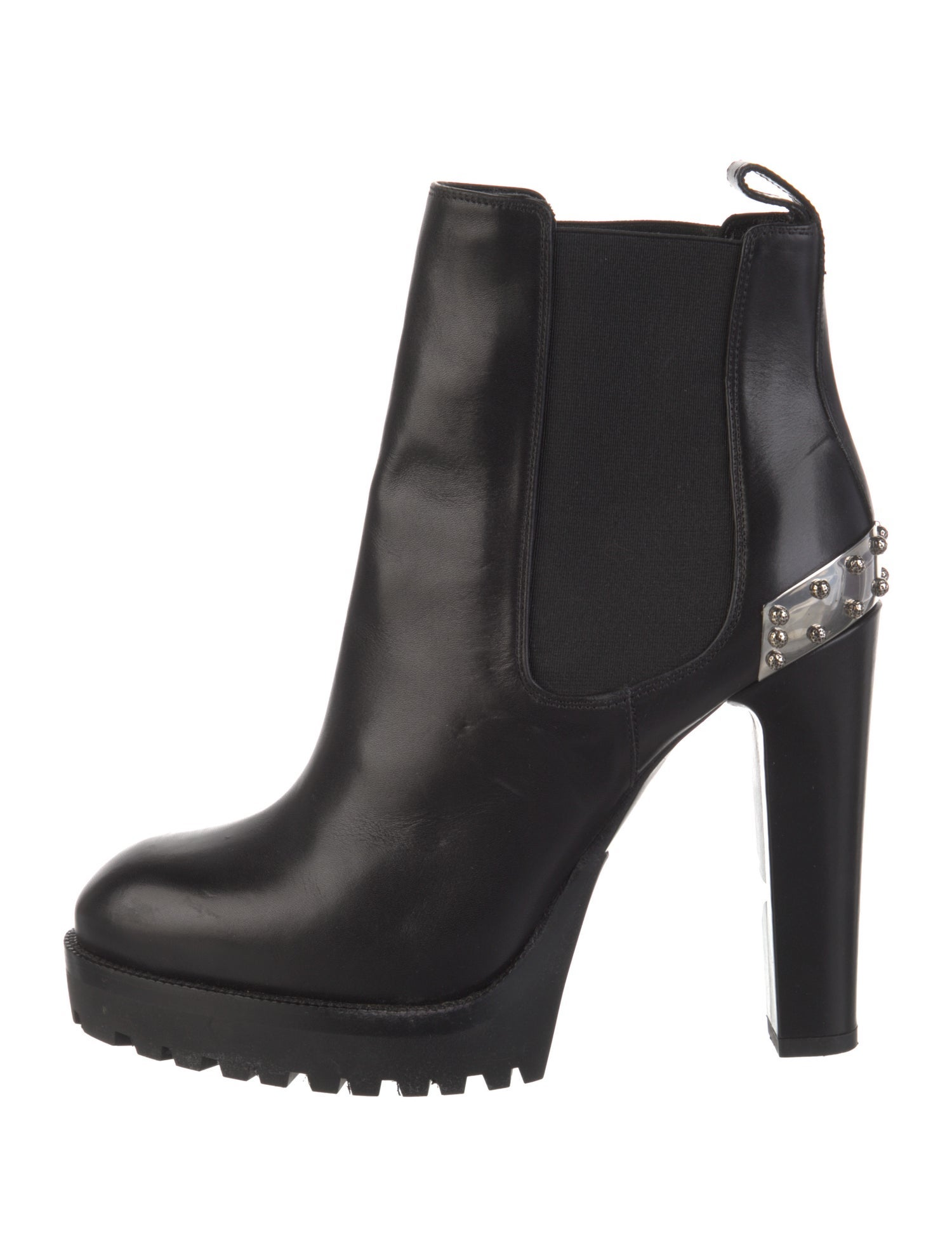 Alexander McQueen Leather Studded Accents Chelsea Boots