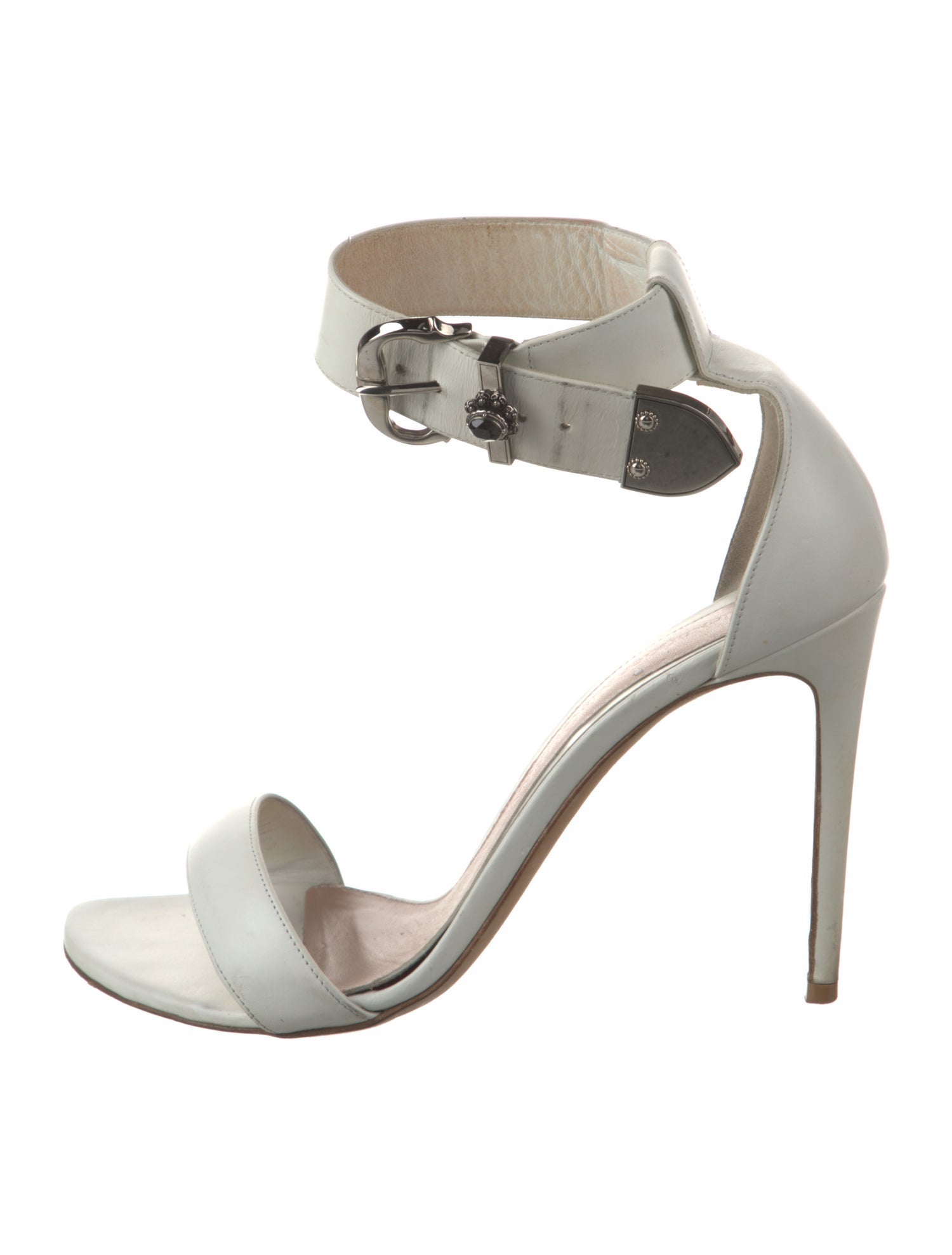 Alexander McQueen Leather Crystal Embellishments Sandals