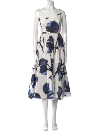 Alexander McQueen Floral Print Midi Length Dress