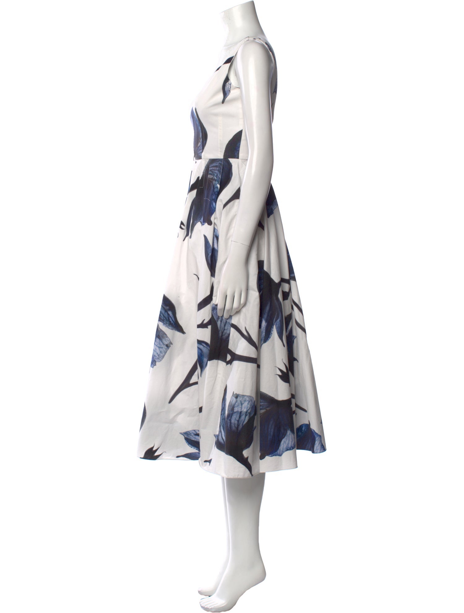 Alexander McQueen Floral Print Midi Length Dress