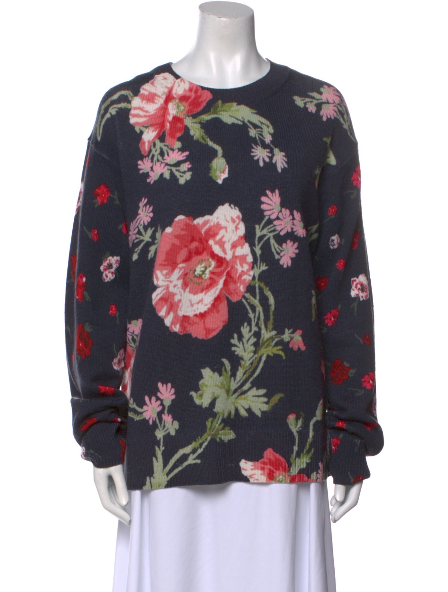 McQ Alexander McQueen Wool Floral Print Sweater