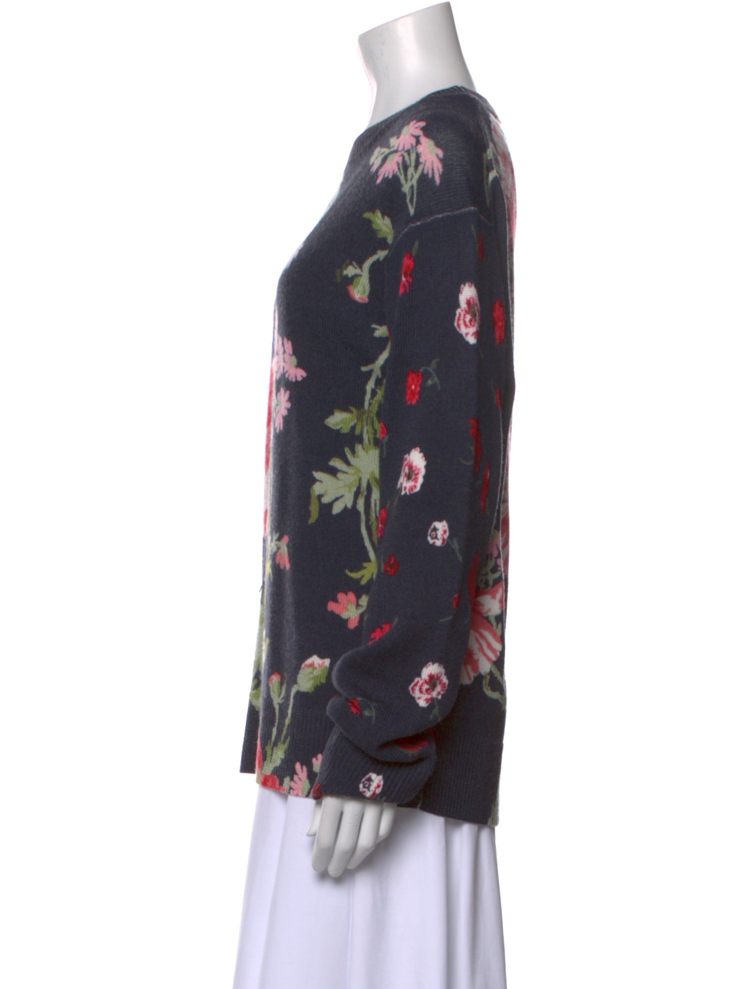 McQ Alexander McQueen Wool Floral Print Sweater