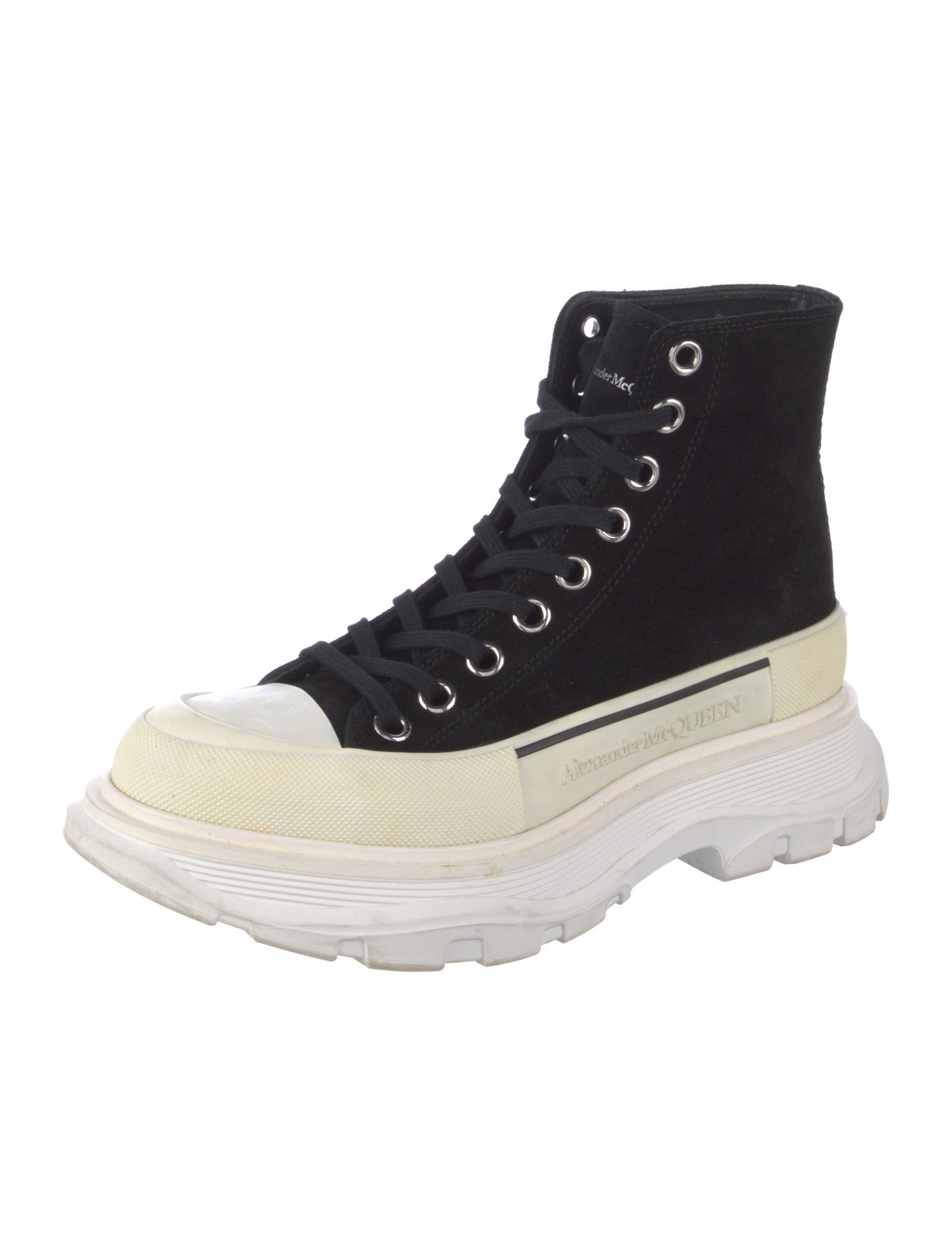 Alexander McQueen Suede Colorblock Pattern Chunky Sneakers