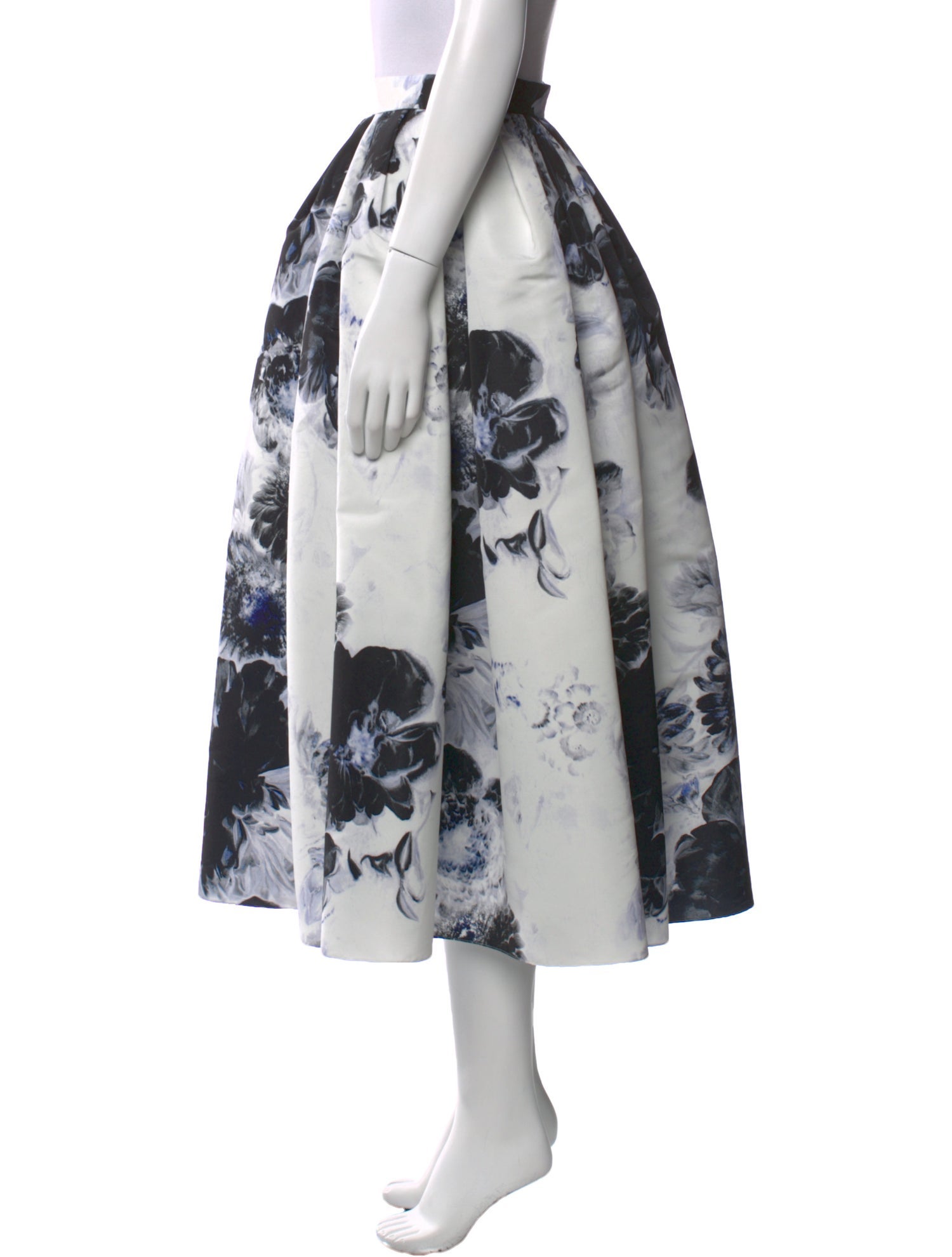 Alexander McQueen Floral Print Midi Length Skirt