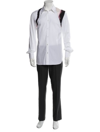 Alexander McQueen Colorblock Pattern Long Sleeve Tuxedo Shirt