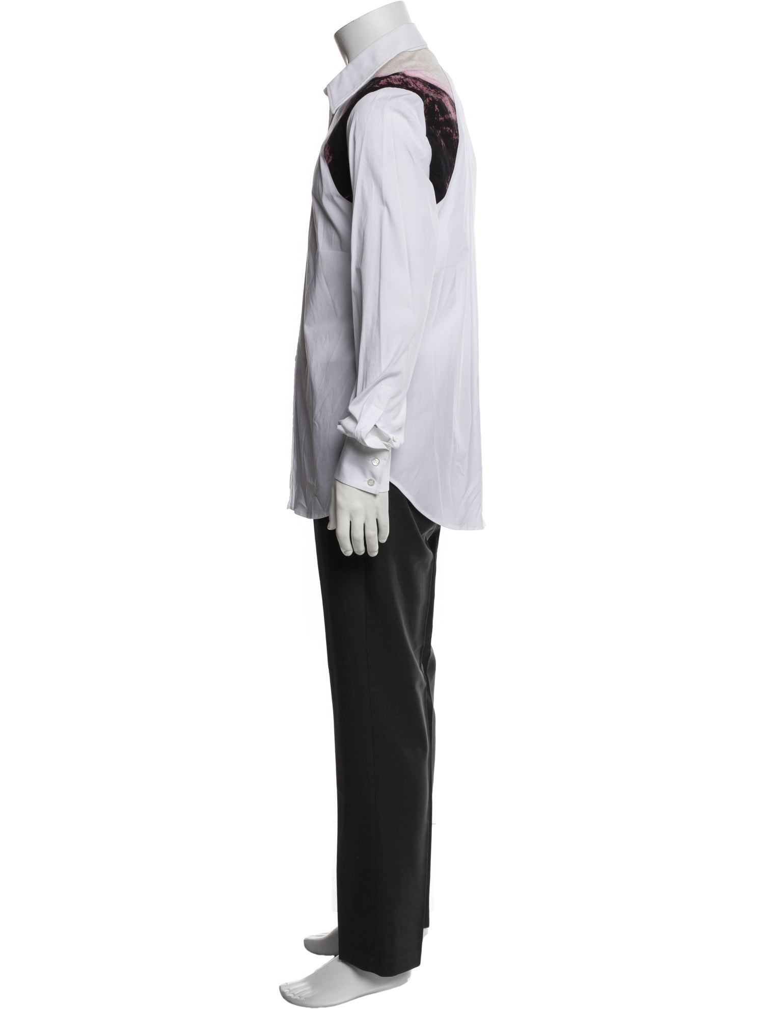 Alexander McQueen Colorblock Pattern Long Sleeve Tuxedo Shirt