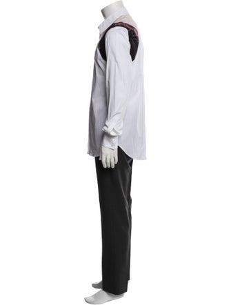 Alexander McQueen Colorblock Pattern Long Sleeve Tuxedo Shirt