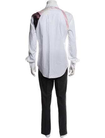 Alexander McQueen Colorblock Pattern Long Sleeve Tuxedo Shirt