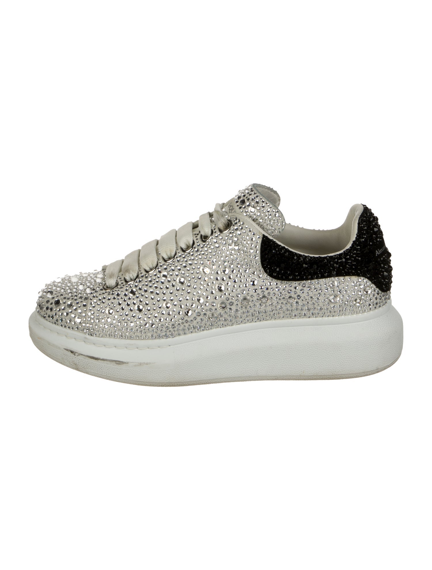 Alexander McQueen Leather Crystal Embellishments Sneakers