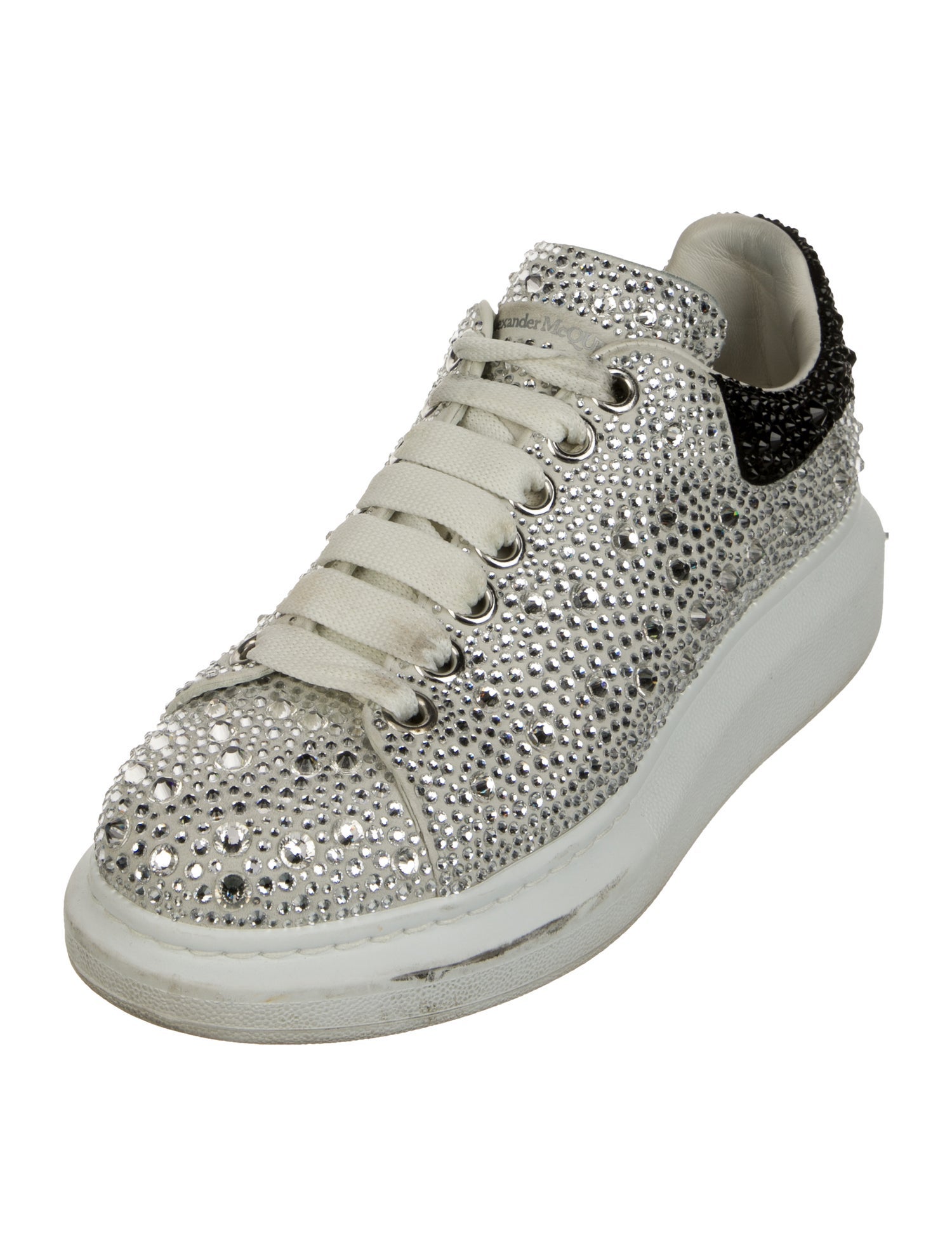 Alexander McQueen Leather Crystal Embellishments Sneakers