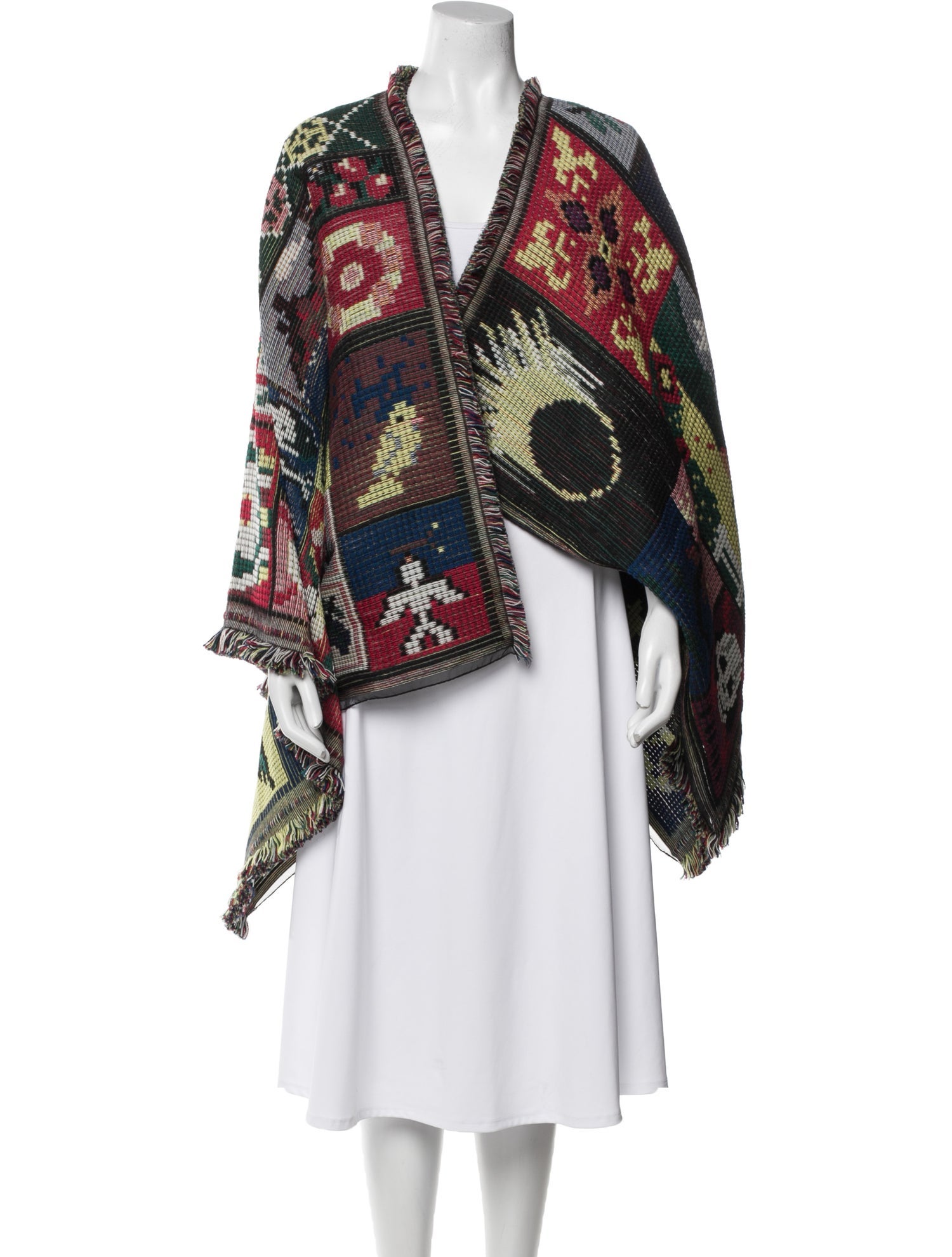 Alexander McQueen Wool Printed Poncho w/ Tags