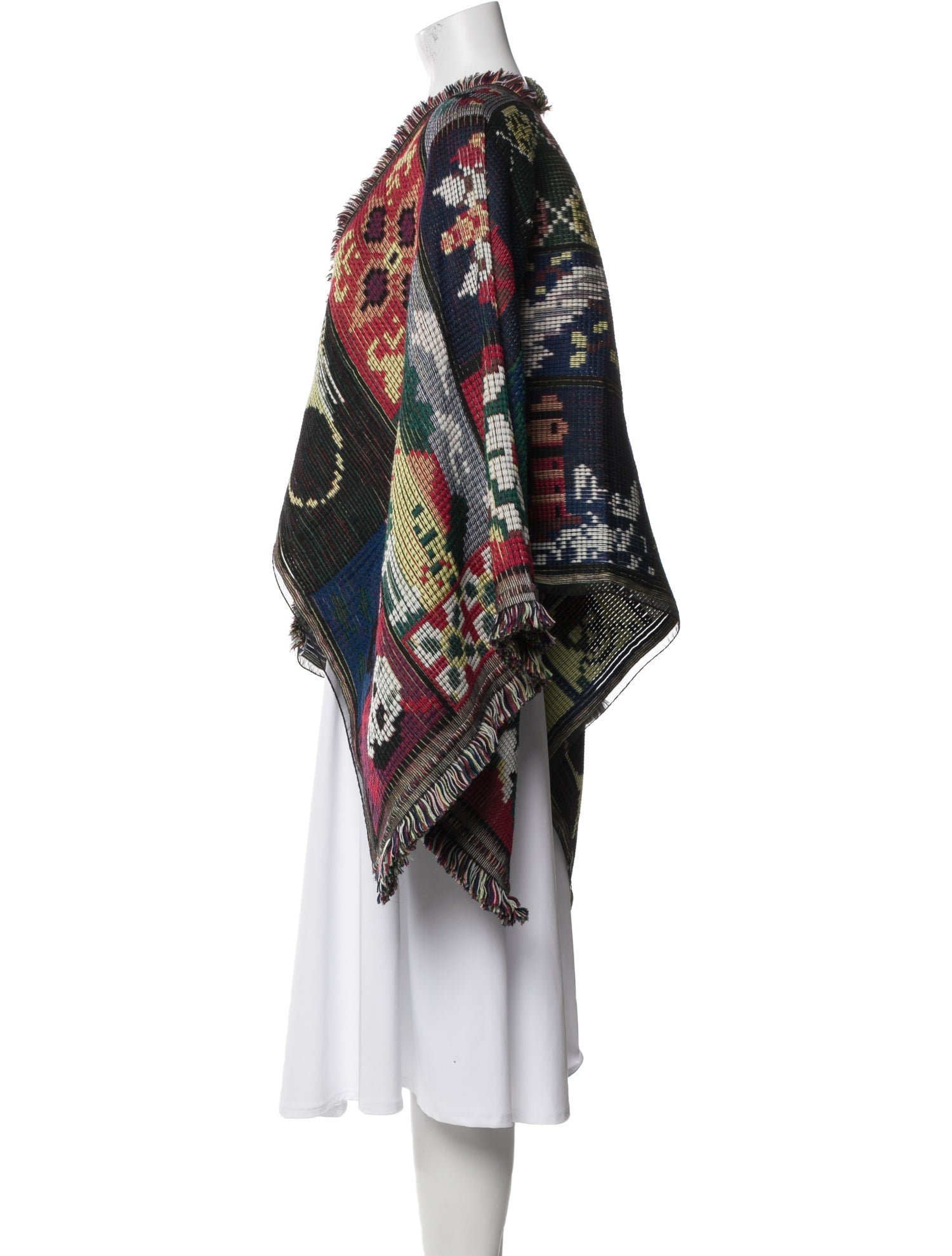 Alexander McQueen Wool Printed Poncho w/ Tags