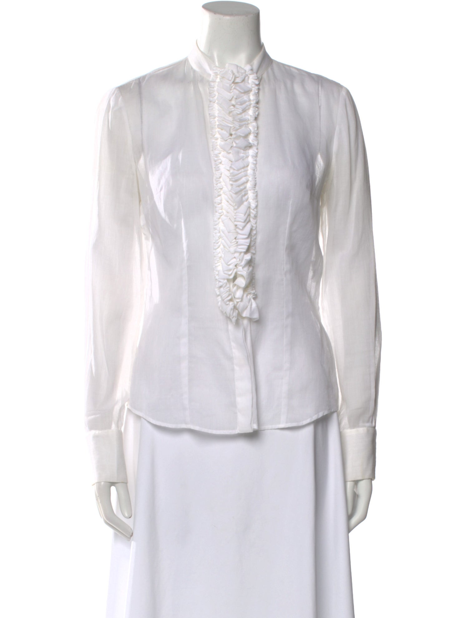 Alexander McQueen Crew Neck Long Sleeve Button-Up Top