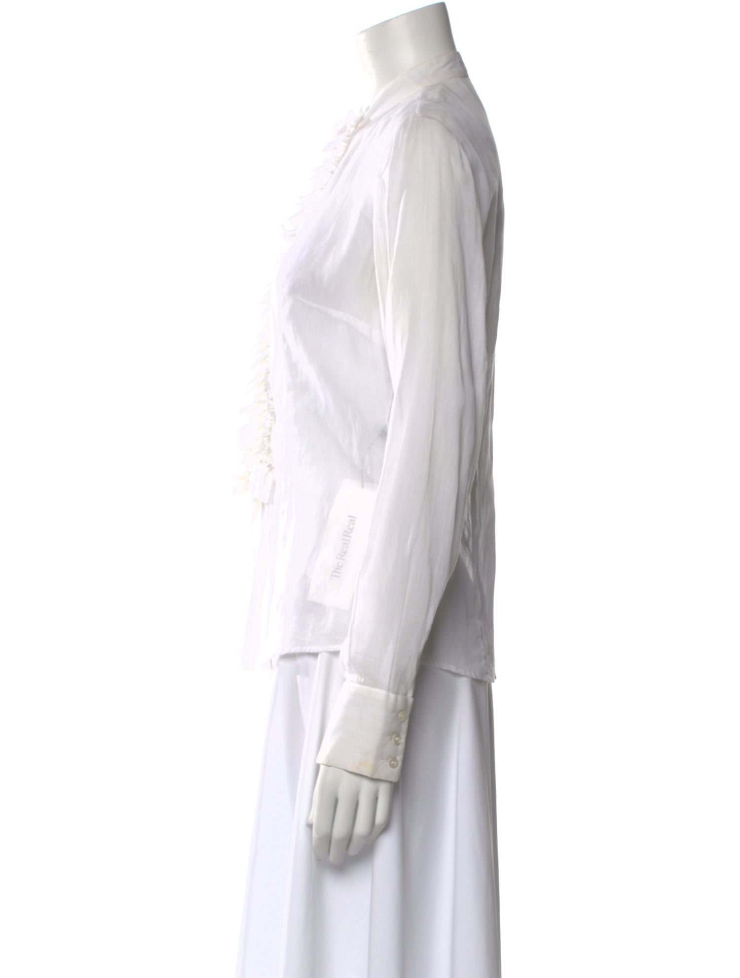 Alexander McQueen Crew Neck Long Sleeve Button-Up Top