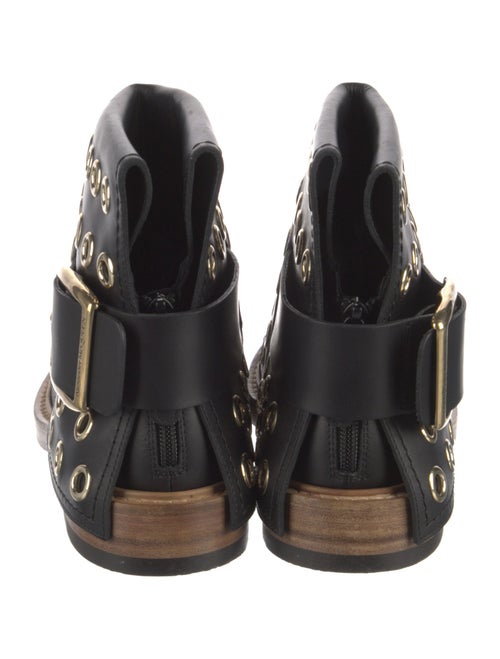 Alexander McQueen Leather Colorblock Pattern Rain Boots