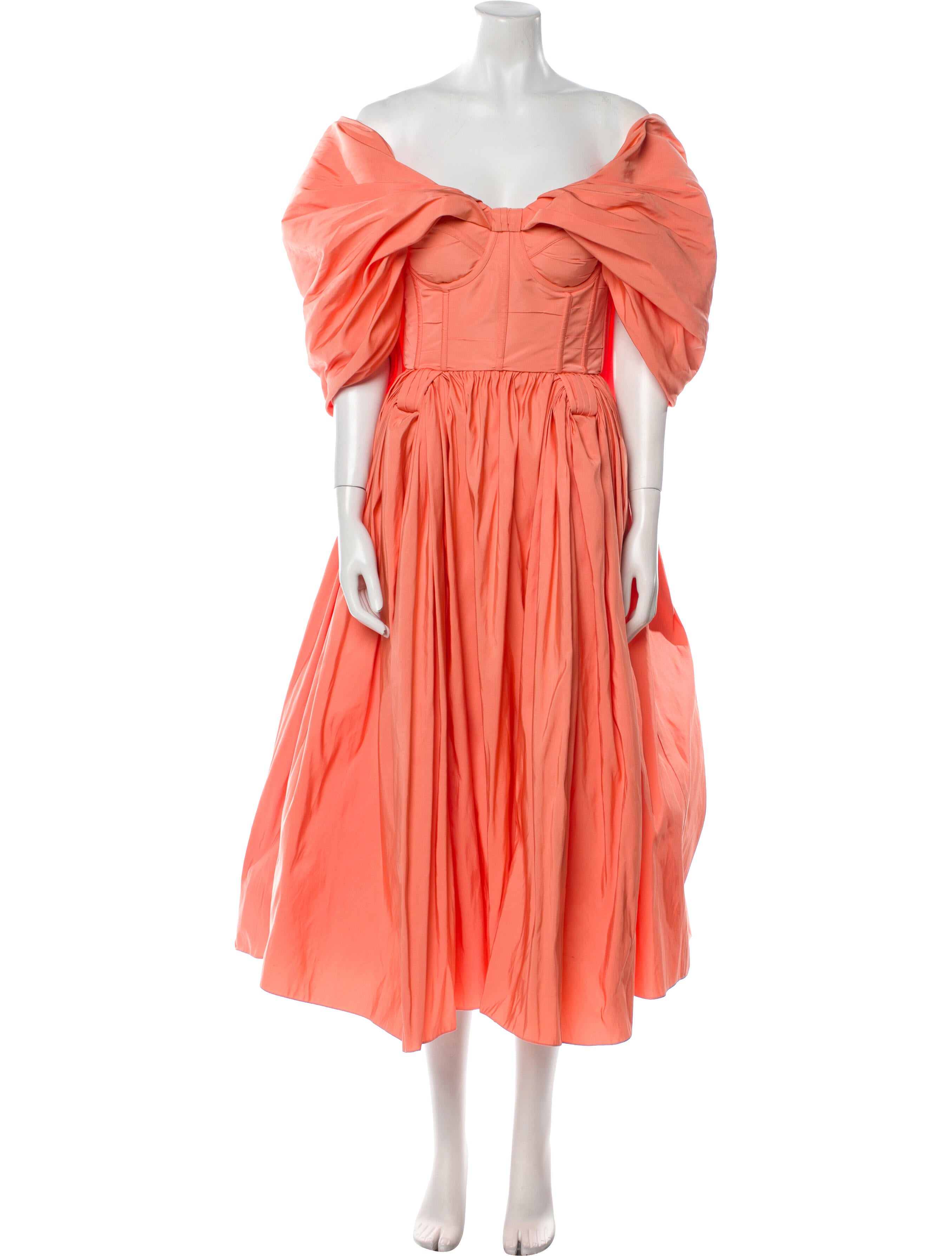 Alexander McQueen Off-The-Shoulder Midi Length Dress