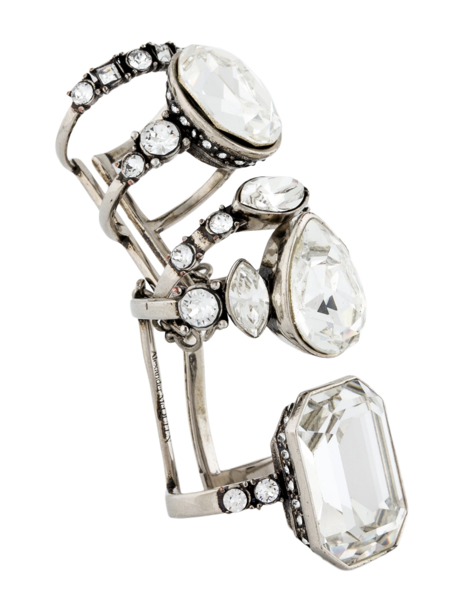 Alexander McQueen Crystal Stacked Multi-Band Ring