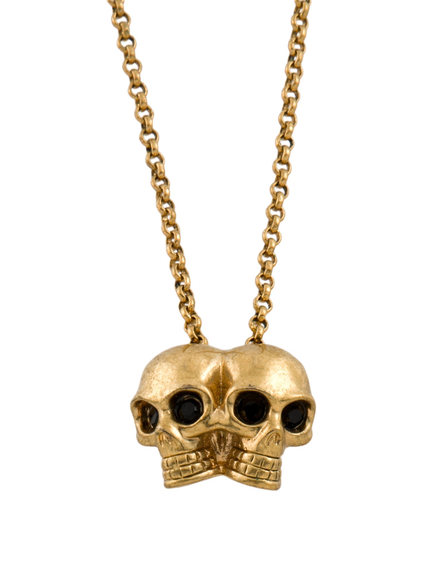 Alexander McQueen Crystal Double Skull Pendant Necklace