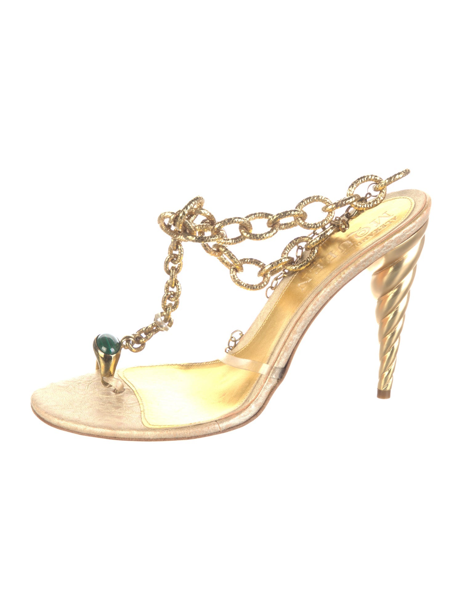 Alexander McQueen Leather T-Strap Sandals