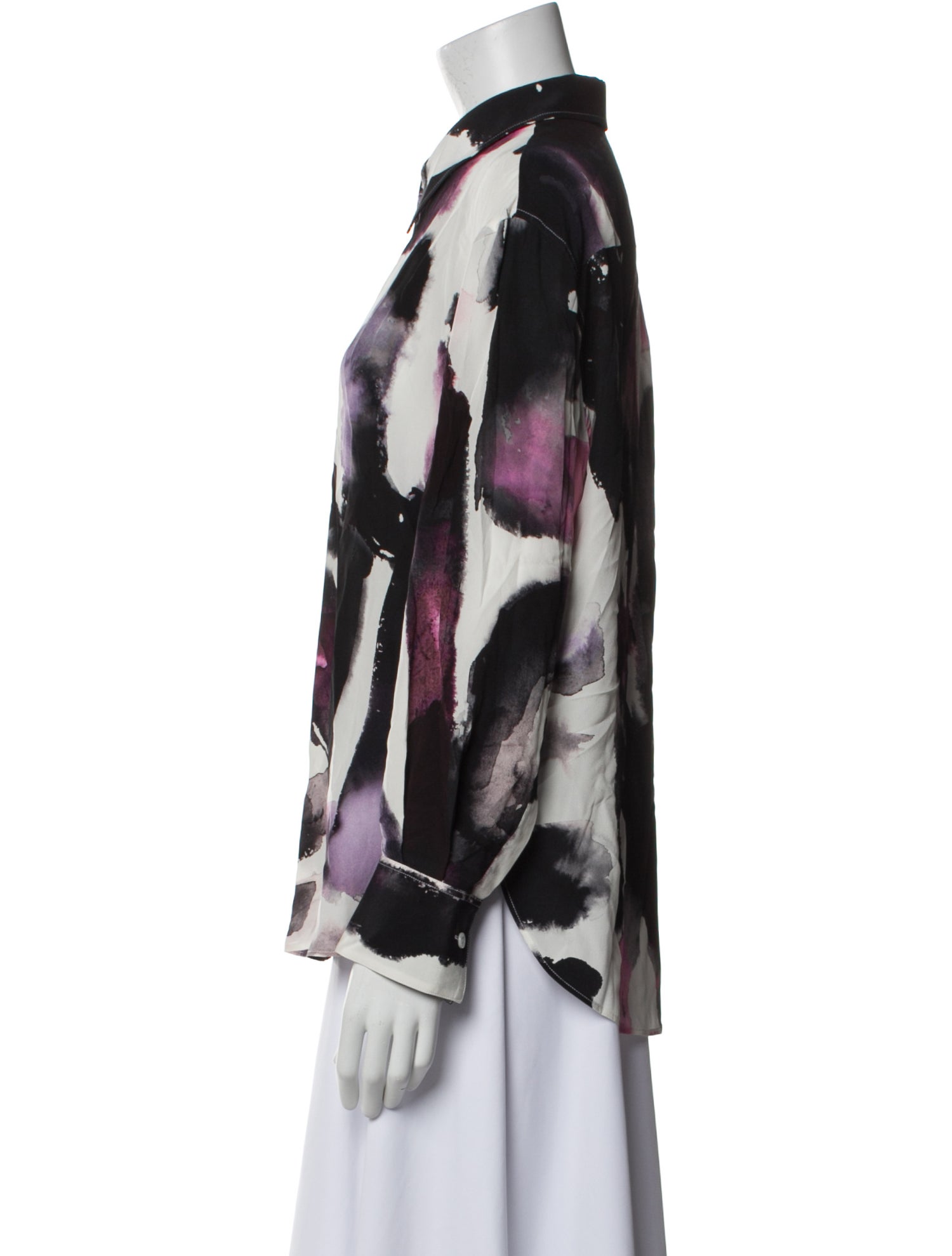 Alexander McQueen Silk Printed Button-Up Top