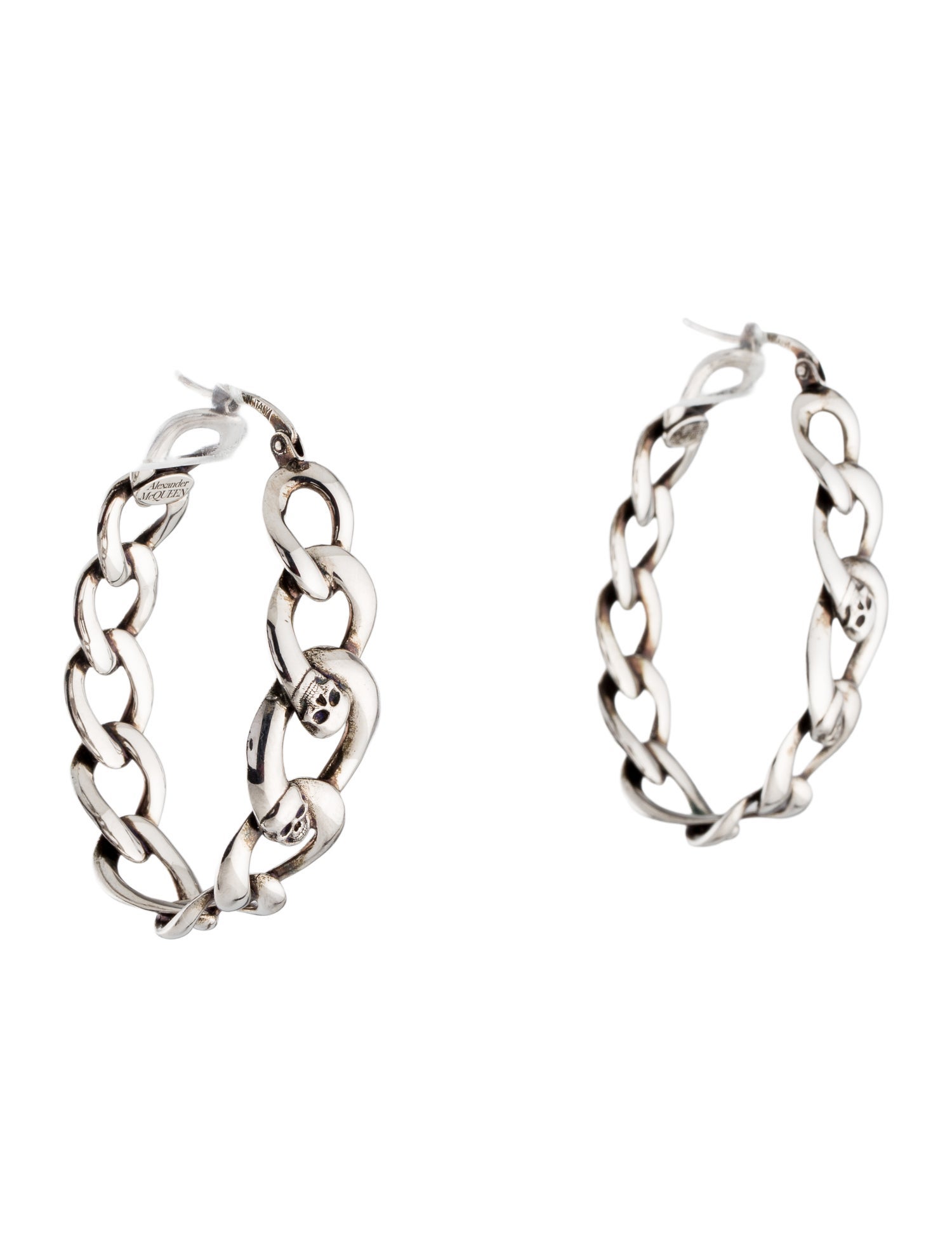 Alexander McQueen Skull Chain Hoop Earrings