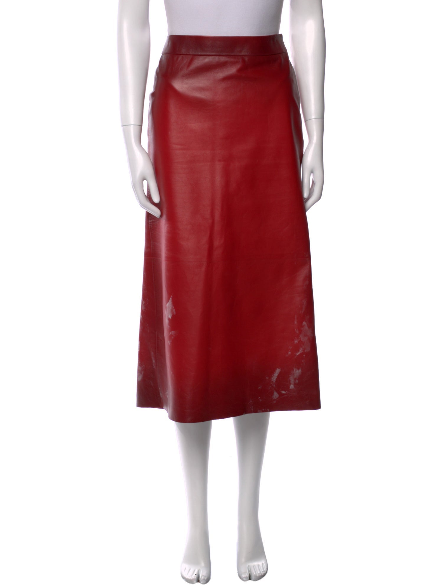 Alexander McQueen Leather Midi Length Skirt