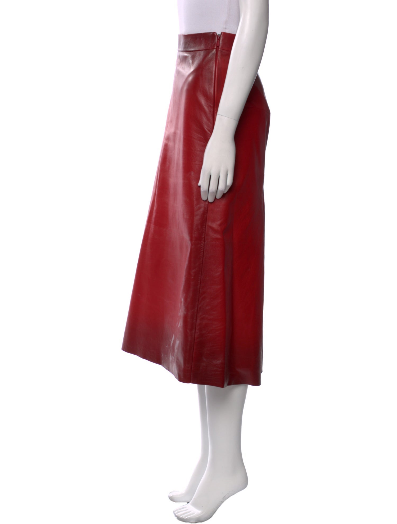 Alexander McQueen Leather Midi Length Skirt